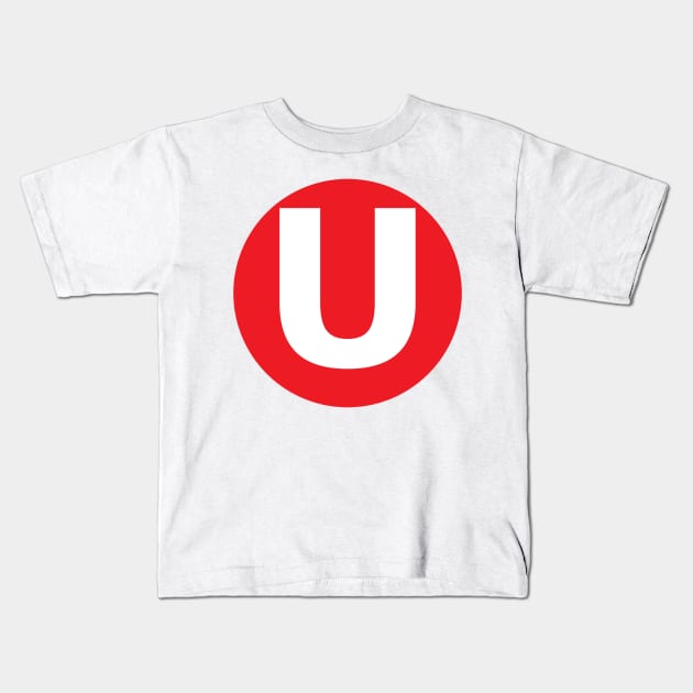 Letter U Big Red Dot Letters & Numbers Kids T-Shirt by skycloudpics